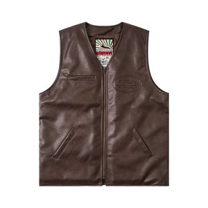 Chaleco De Cuero Marrón Corteiz Skydive