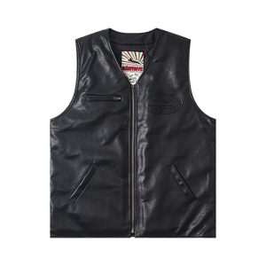 Chaleco De Cuero Negro Corteiz Skydive