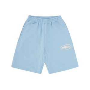 Shorts Azules Con Estampado De La isla Corteiz