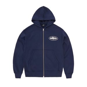 Sudadera Con Cremallera Azul Marino De La isla Corteiz
