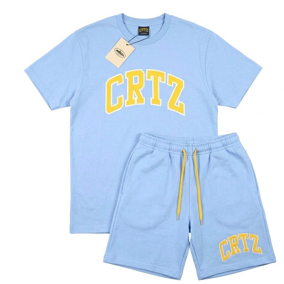 Conjunto corto azul hombre estilo urbano verano Conjunto corto azul hombre estilo urbano verano